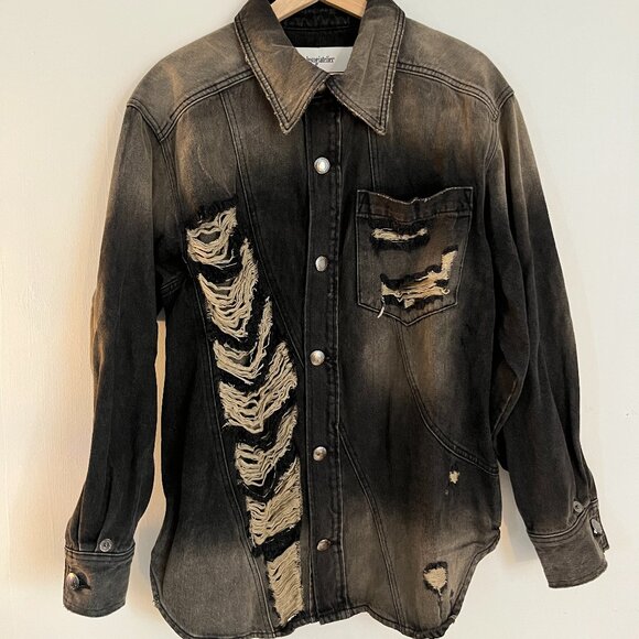 lesugiatelier distressed denim shirt jacket - Picture 1 of 3